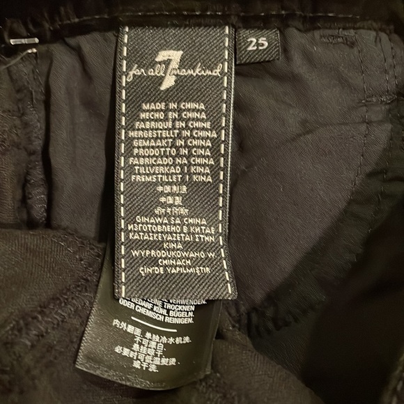 CLEARANCE NWT 7 for all mankind BLACK VELVET SUPER SKINNY size 25 - Picture 6 of 8